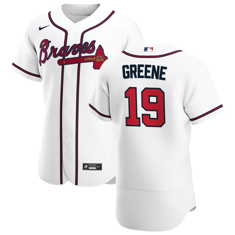 Atlanta Braves 19 Shane Greene Men Nike White Home 2020 Authentic Player MLB Jersey